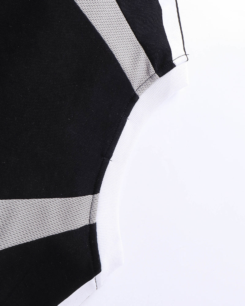 Simple contrast color short sleeves