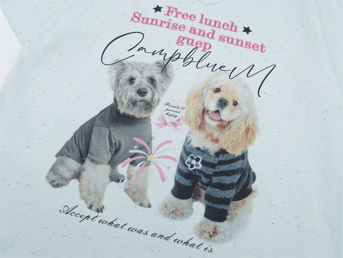 Retro cute puppy short sleeves