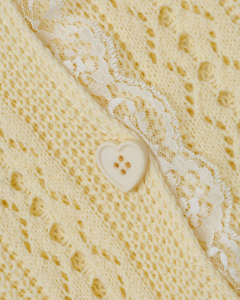 Lace stitching simple sweater cardigan