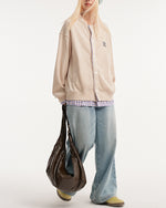 復古格子拼接假兩件開衫