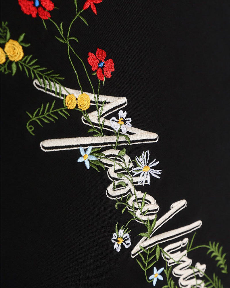 Floral embroidered short sleeves