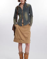 Retro denim casual shirt (women's style)