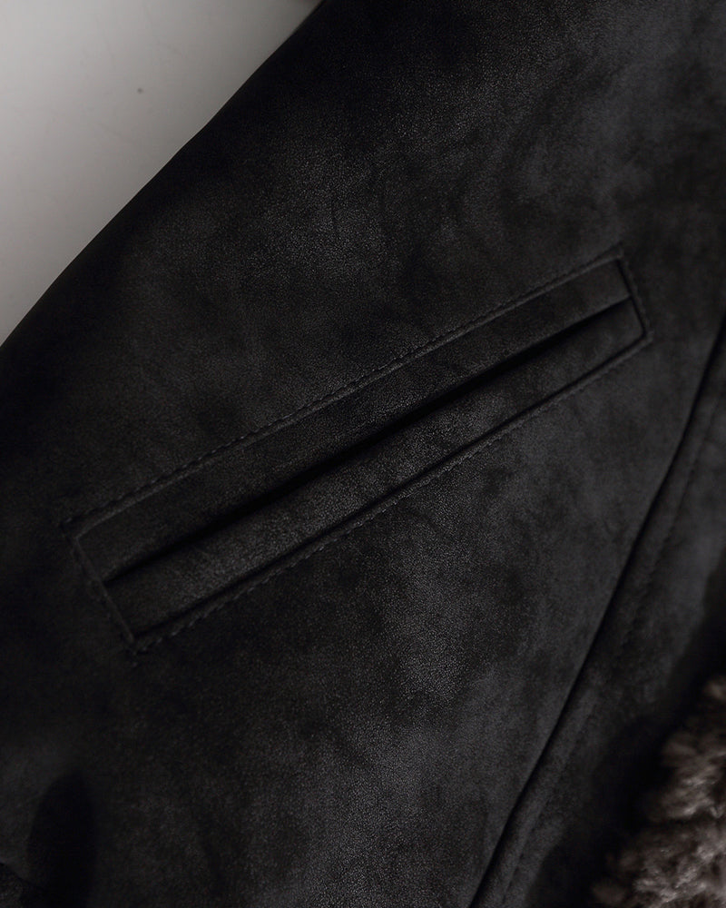 Retro-style short coat with fur collar