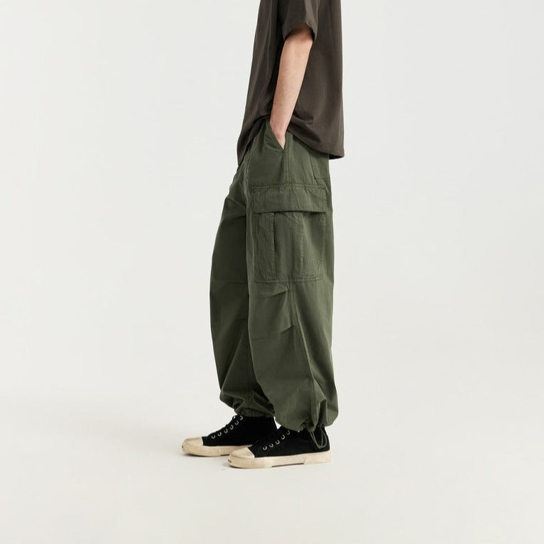 Vintage washed wide-leg cargo pants