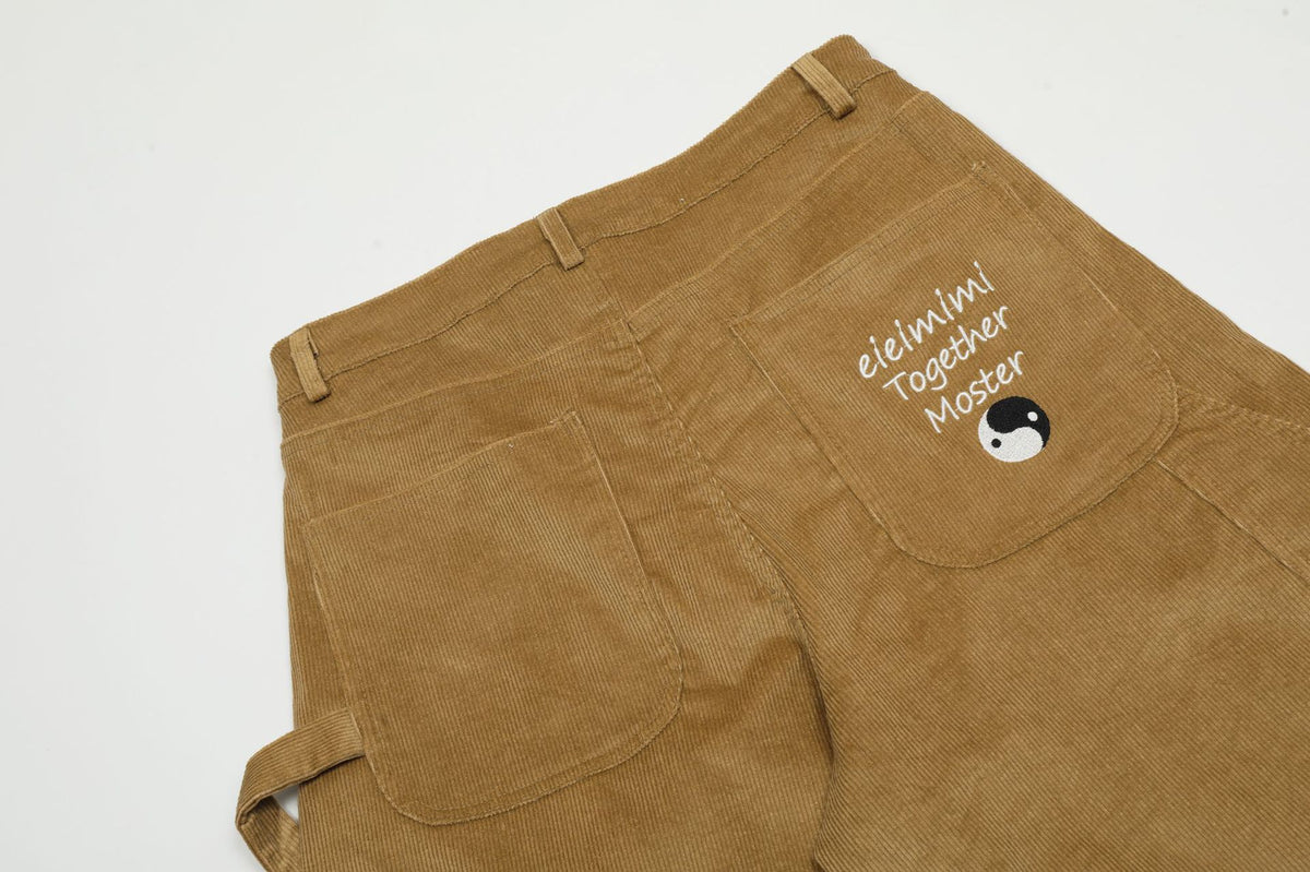 American retro corduroy midi shorts