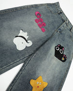 趣味刺綉牛仔褲