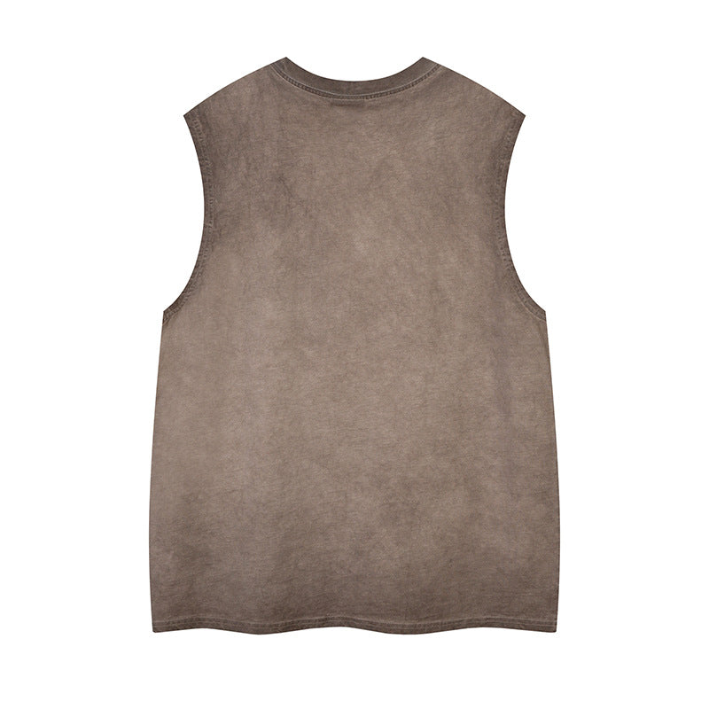 Washed solid color sleeveless vest