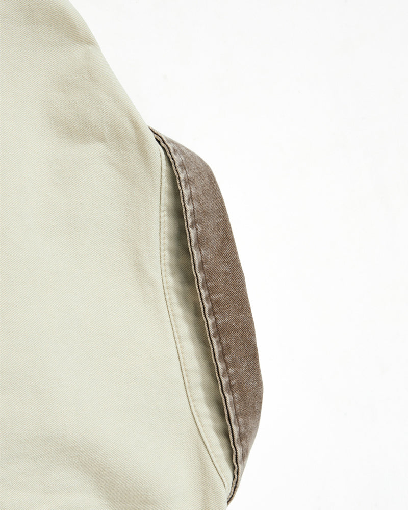 Color-blocked distressed long-sleeved shirt