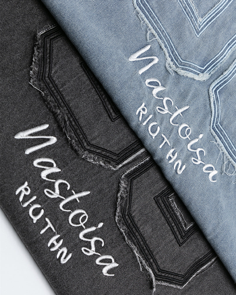 Washed denim short sleeves