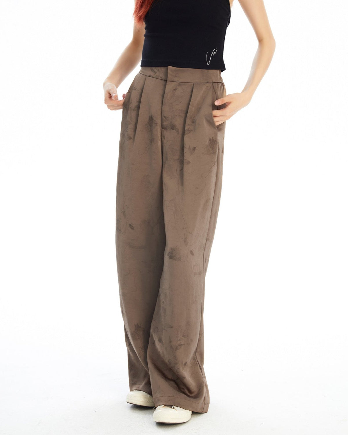 Retro high waist casual trousers