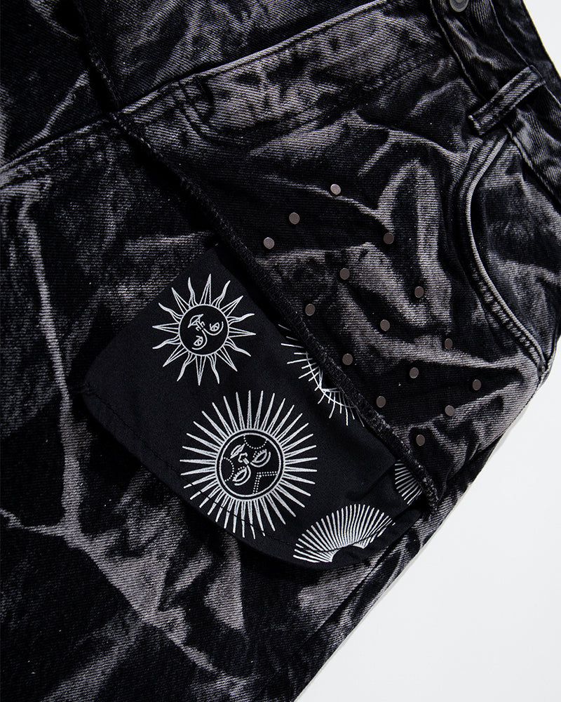 休閑個性牛仔長褲