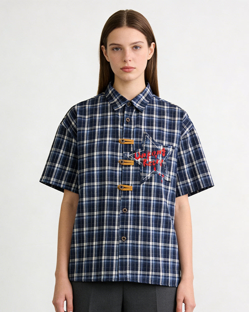 復古星星短袖襯衫