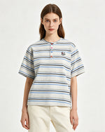 Retro striped short-sleeved shirt