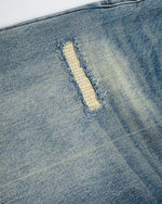 Distressed straight-leg trousers