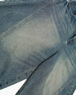 Paneled distressed cropped shorts