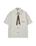 Retro plaid short-sleeved shirt