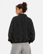 Distressed collar sweatshirt