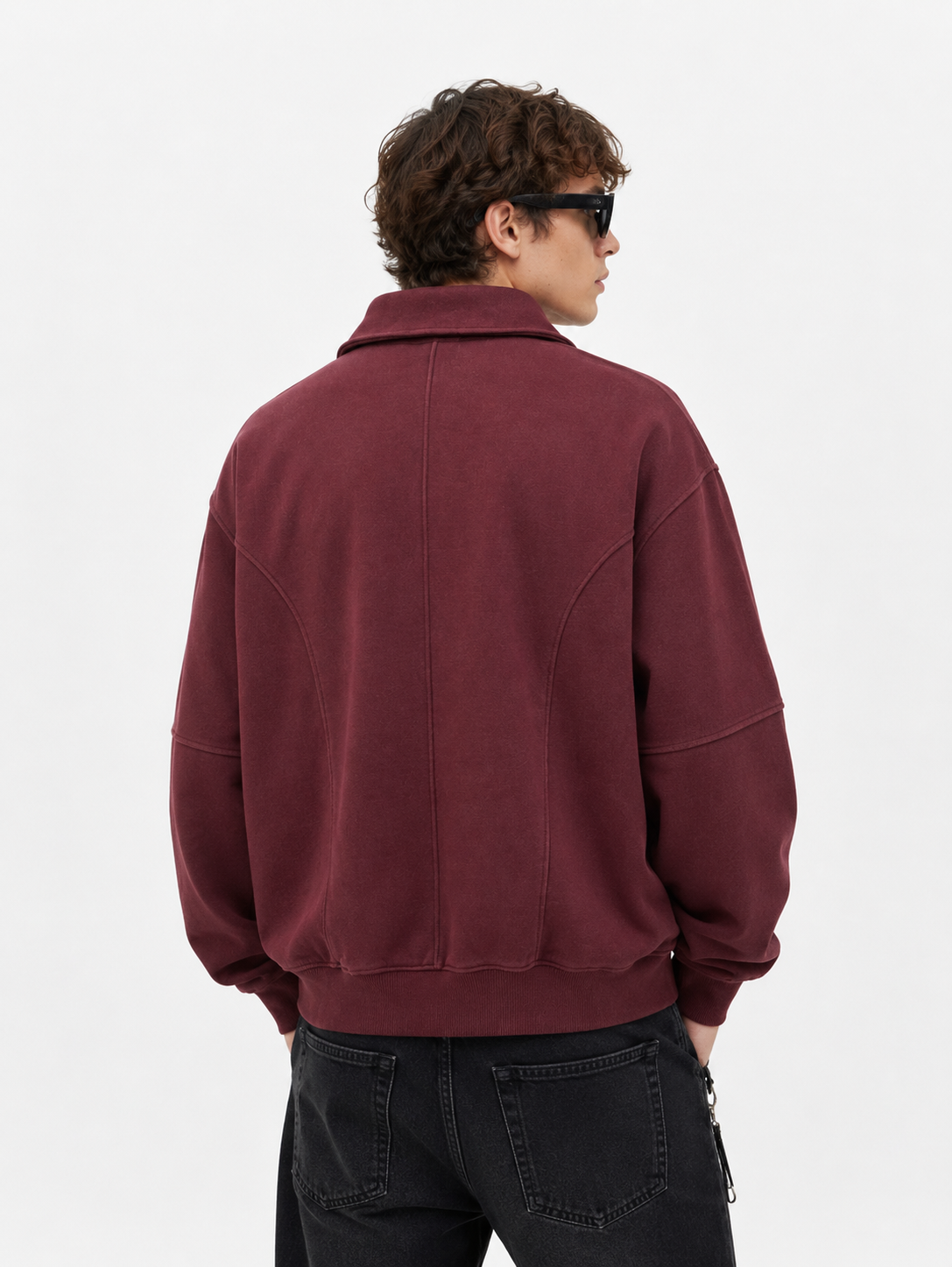 Distressed collar sweatshirt