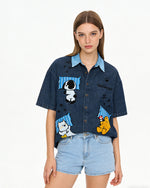 卡通刺綉短袖襯衫
