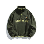 Casual stand-up collar fleece-lined sweatshirt