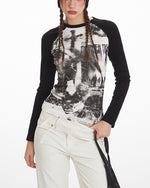 Women's Retro Print Raglan Sleeve Top