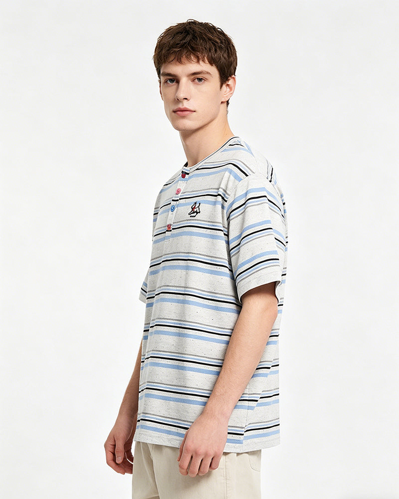 Retro striped short-sleeved shirt