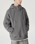 Retro half turtleneck hooded sweatshirt