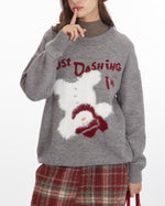 Retro crew neck knitted sweater