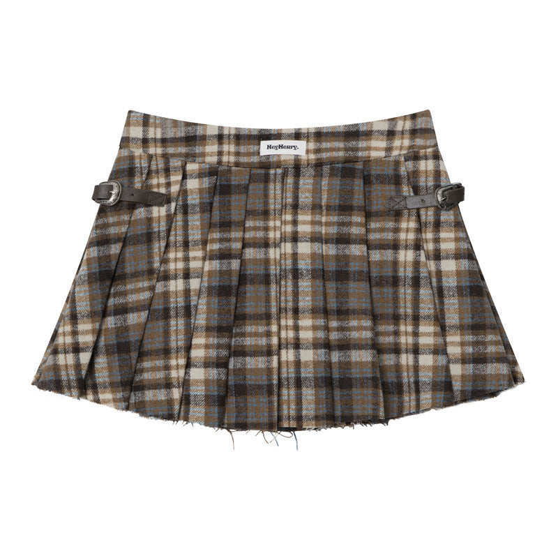 American retro plaid skirt