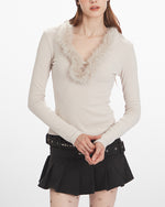 V領毛毛領上衣（女款）