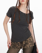 Off-shoulder slim short sleeves