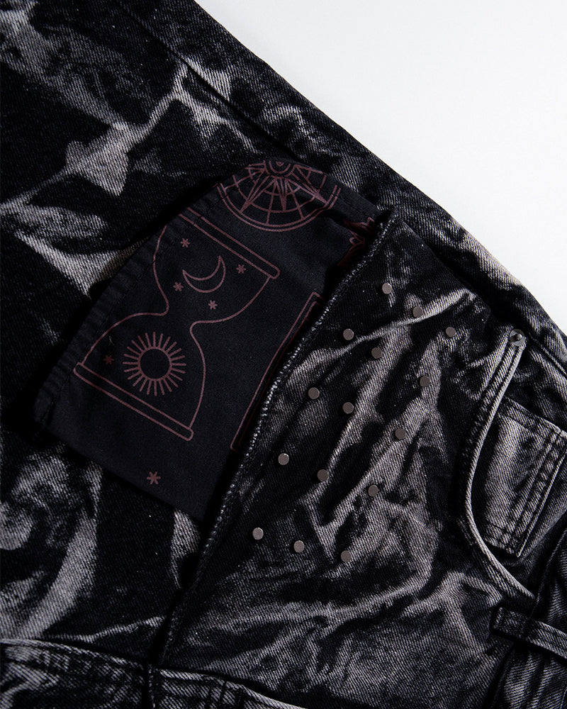 休閑個性牛仔長褲