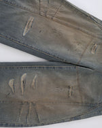 Distressed ripped couple trousers