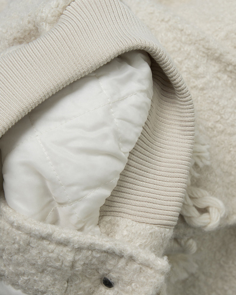 울 플리스 후드 코튼 코트