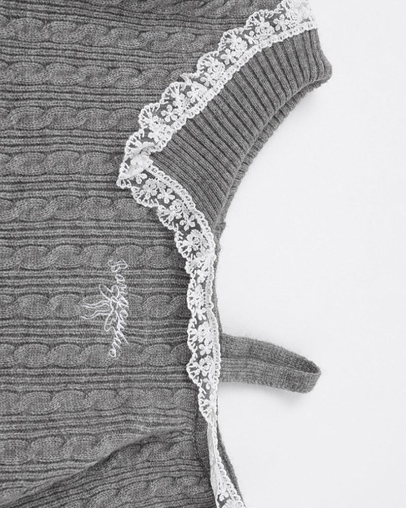 레이스 패널 니트 스웨터(여성용)