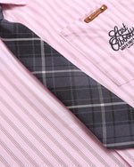 Vintage Striped Short Sleeve Shirt with Tie