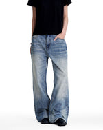 Retro washed denim jeans