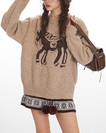 Crew neck loose knit sweater