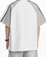 Colorblocked round neck short sleeves