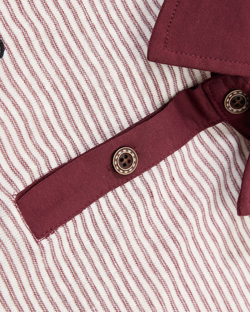 撞色條紋polo短袖