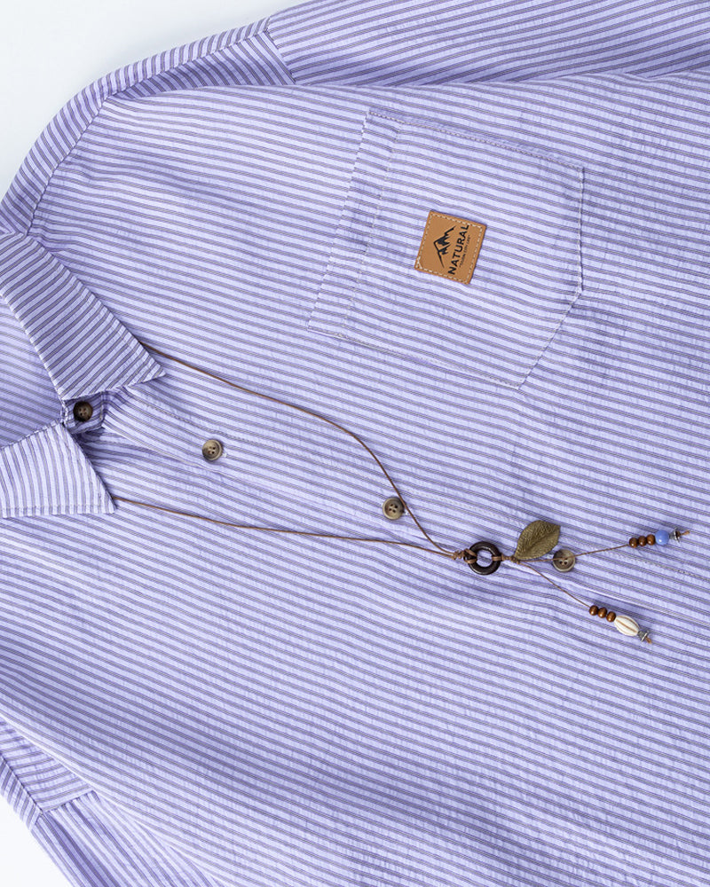 Vertical striped long-sleeved shirt
