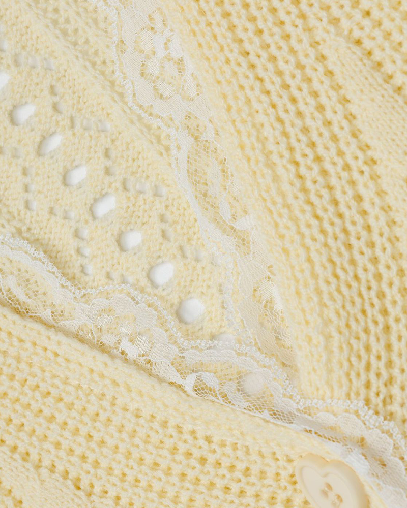 Lace stitching simple sweater cardigan