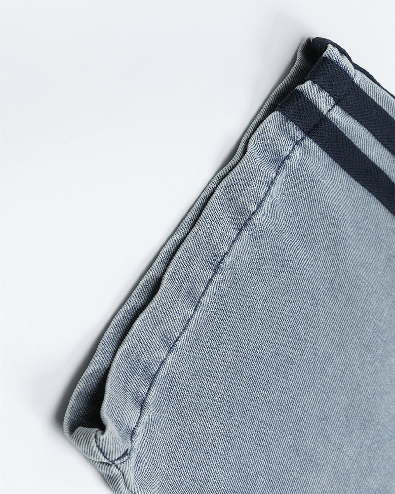 Washed denim short sleeves
