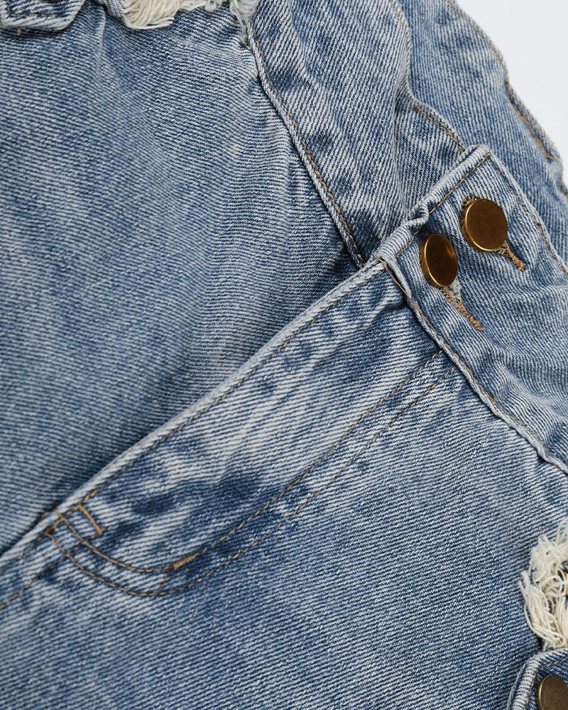 Studded distressed capri pants