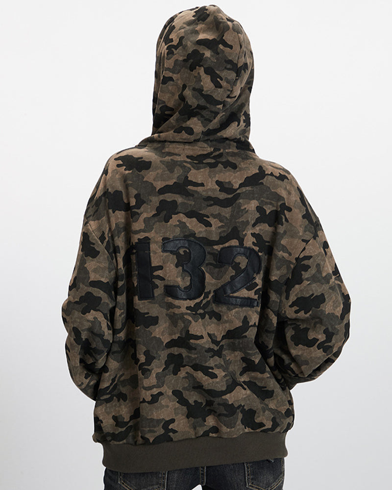 Retro camouflage hooded jacket