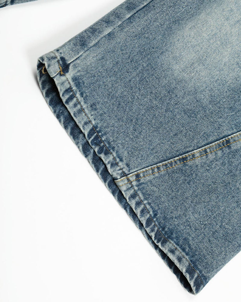 Washed denim shorts