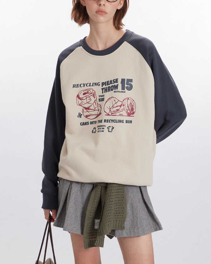 Retro contrast print sweatshirt