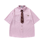 Retro striped shirt with tie