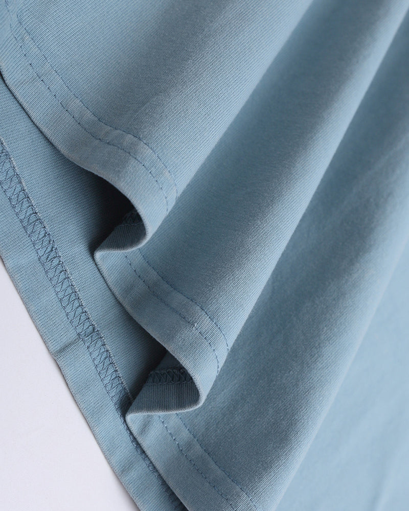 Contrast color stitching short sleeves