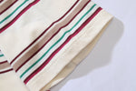 Retro color block striped short sleeves